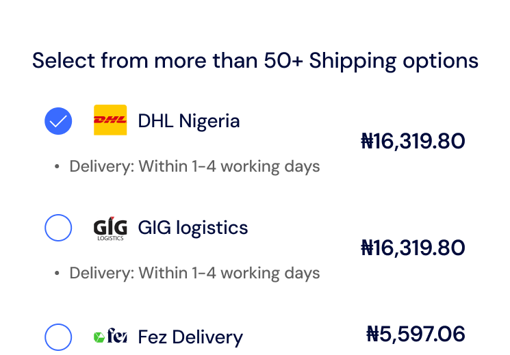 Compare real-time courier options.